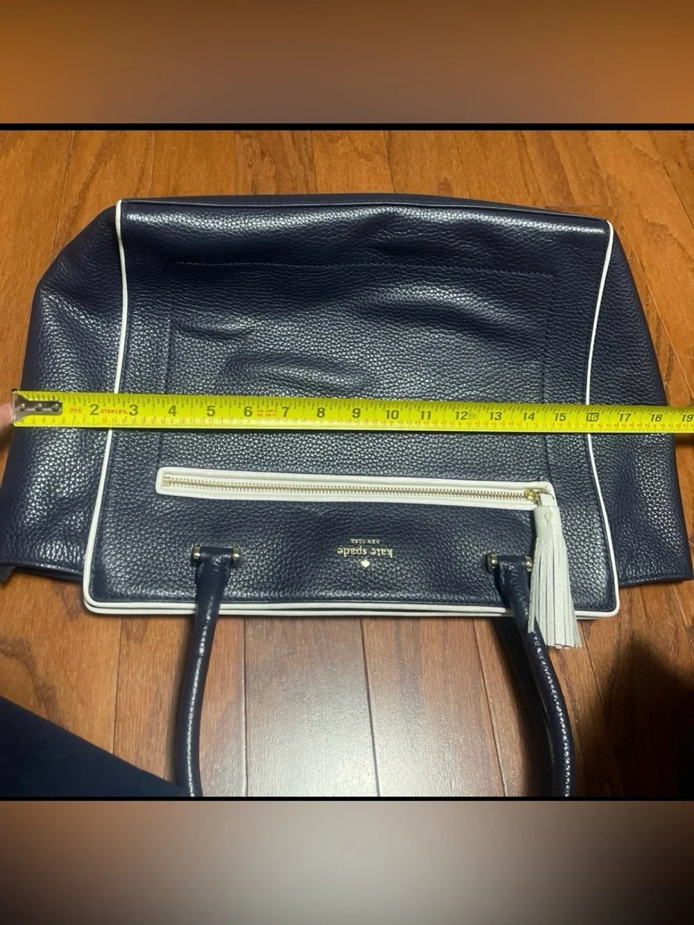 Kate Spade NY Pebbled Leather Chester Street Allyn Navy Satchel handbag tote